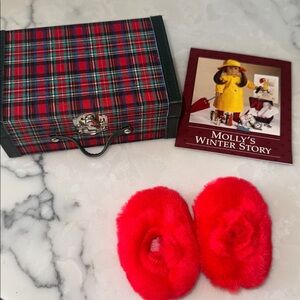 Vintage American Girl Doll bundle Molly’s Suitcase + fuzzy slippers
